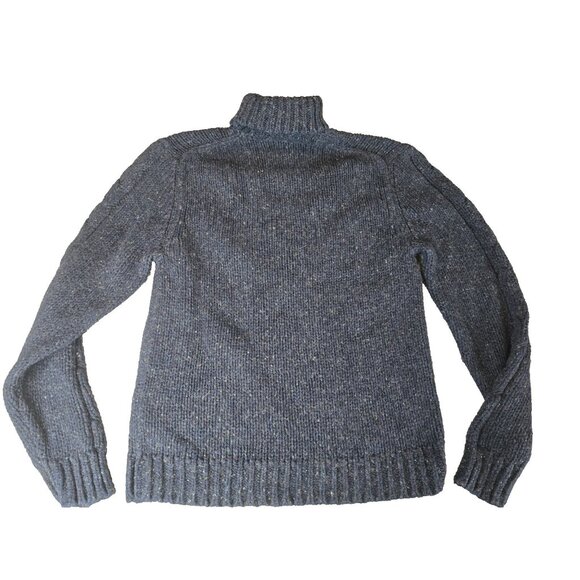 GAP Vintage Men's Blue Donegal Turtleneck Large Cable Knit Wool Blend Sweater - Picture 2 of 6